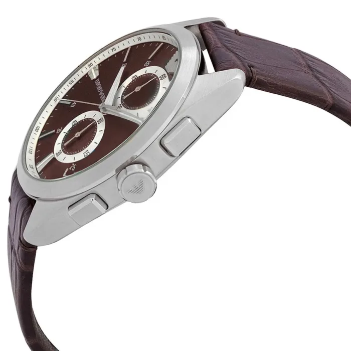 Emporio Armani Claudio Chronograph Brown Dial Brown Leather Strap Watch For Men - AR11482 - Image 3